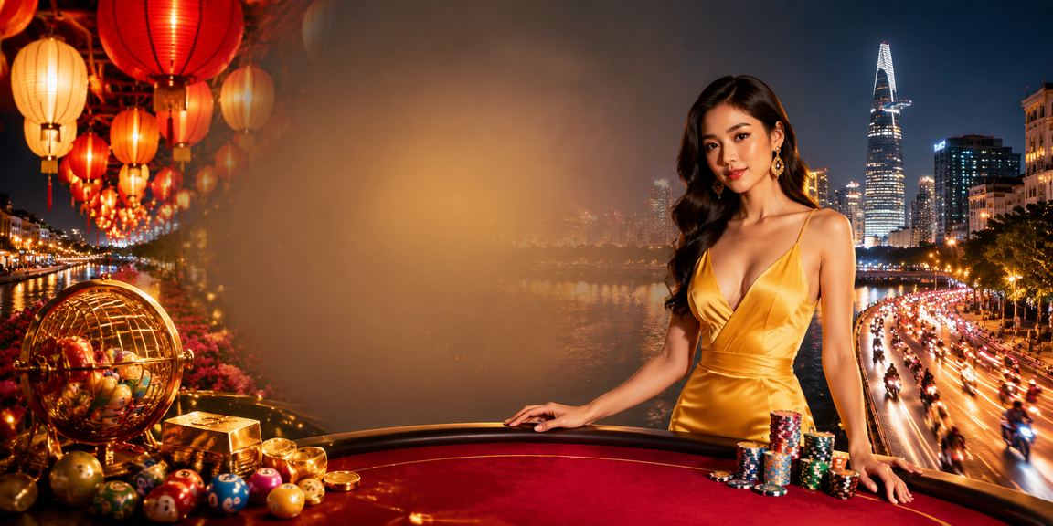 Người chơi xem kết quả giải thưởng tại TP Hồ Chí Minh với đèn lồng rực rỡ