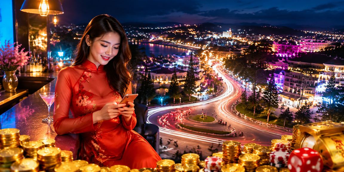 Không khí casino trực tuyến sôi động tại Việt Nam với ánh đèn rực rỡ